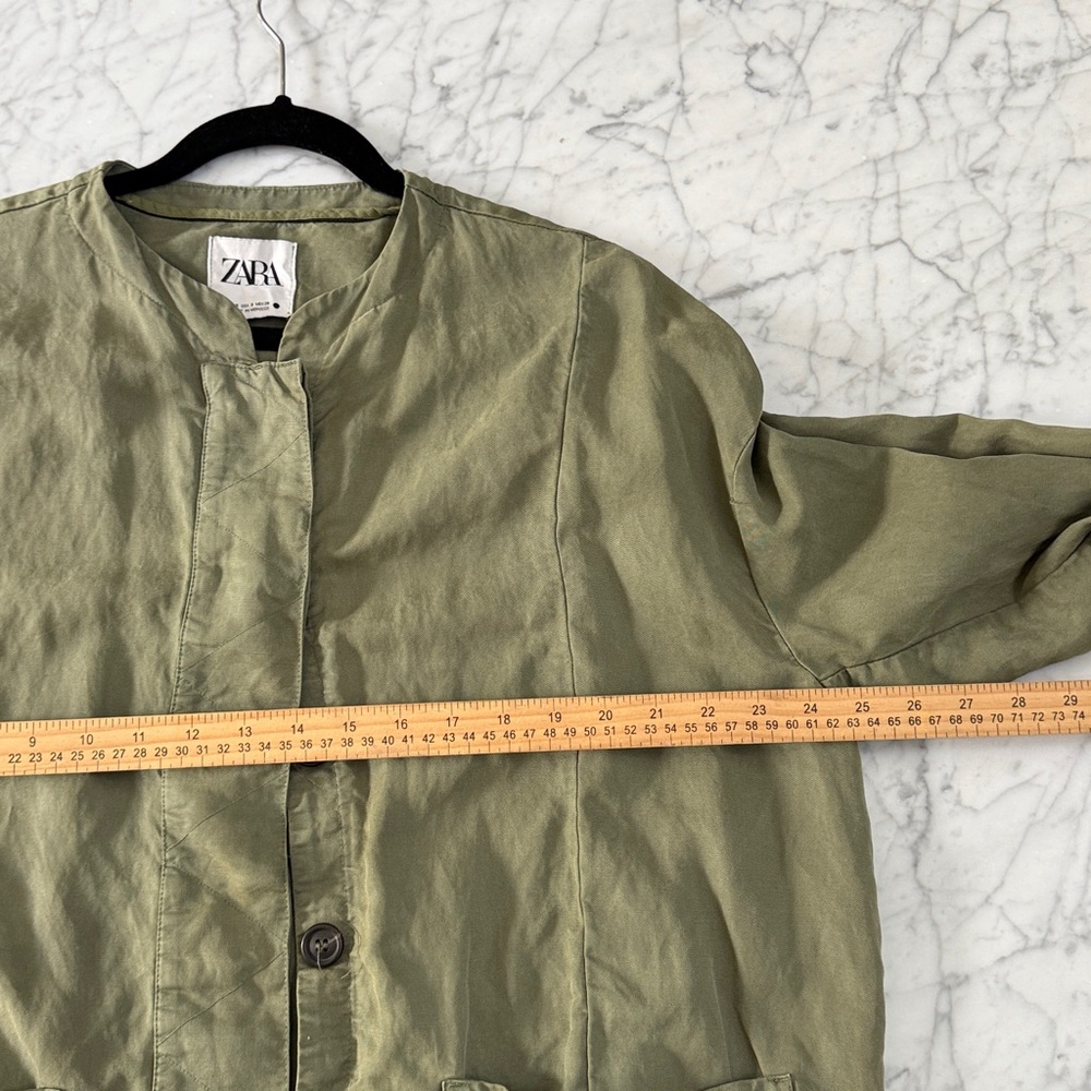 Zara Army Jacket Button Down Pockets Lightweight … - image 5